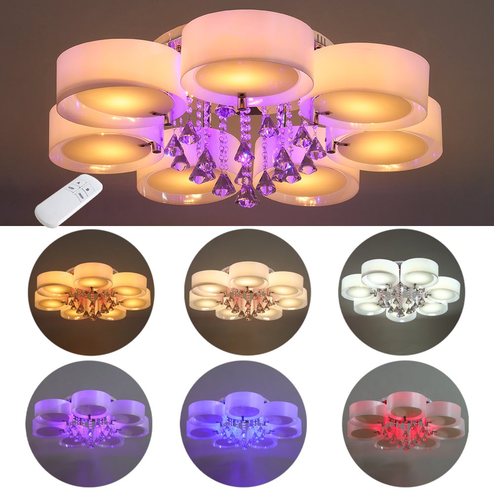 Acrylic Round Ceiling Light with Crystal Drops