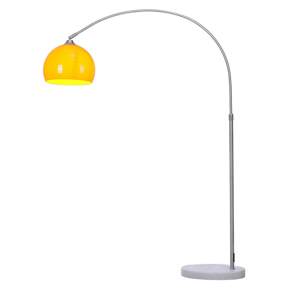 Arch Standing Floor Lamp, Orange/White Lampshade, Marble Base, Reading Light