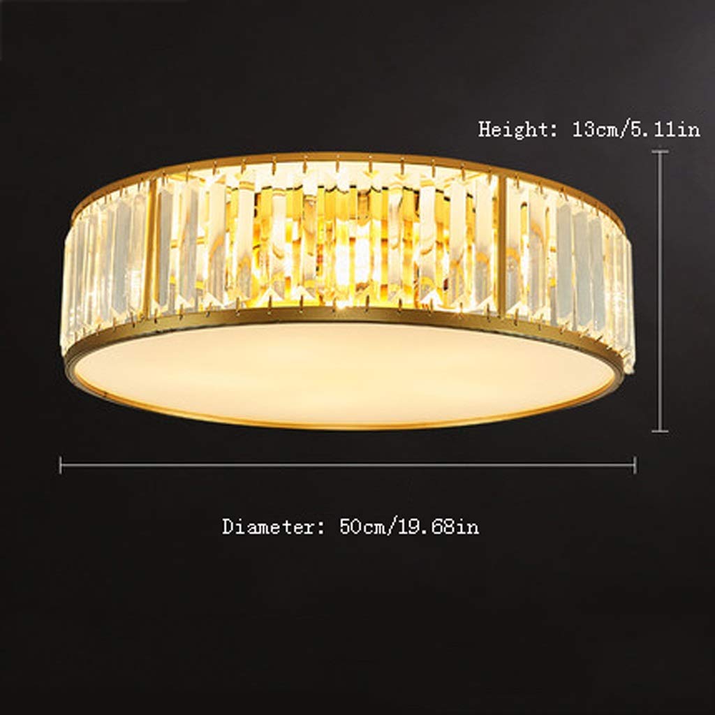 Modern Gold Acrylic Drum Flush Mount Light with Crystal Rim