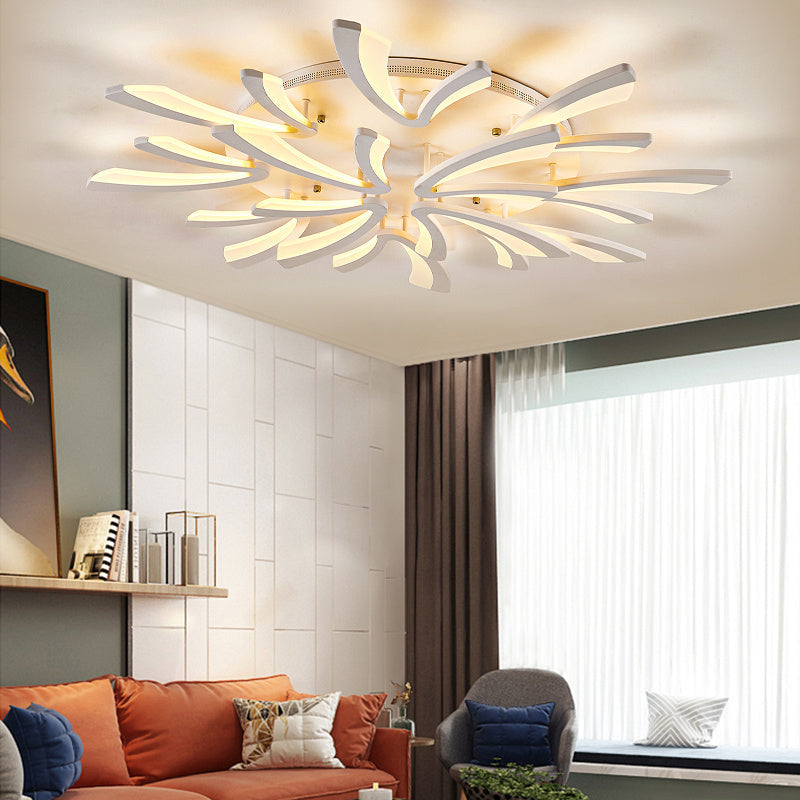 V Shaped Floral Modern Semi-Flush LED Ceiling Light Dimmable/Non-Dimmable