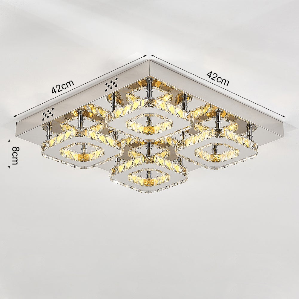 Square LED Ceiling Light with Crystal Heads