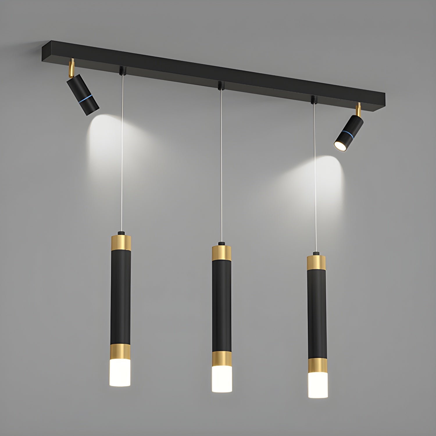 Modern Minimalist Black Gold LED Linear Pendant Light Fixture