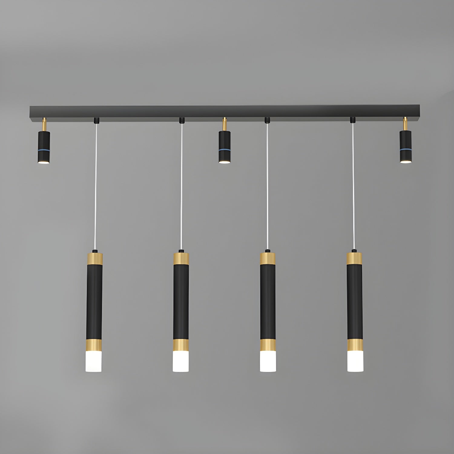 Modern Minimalist Black Gold LED Linear Pendant Light Fixture