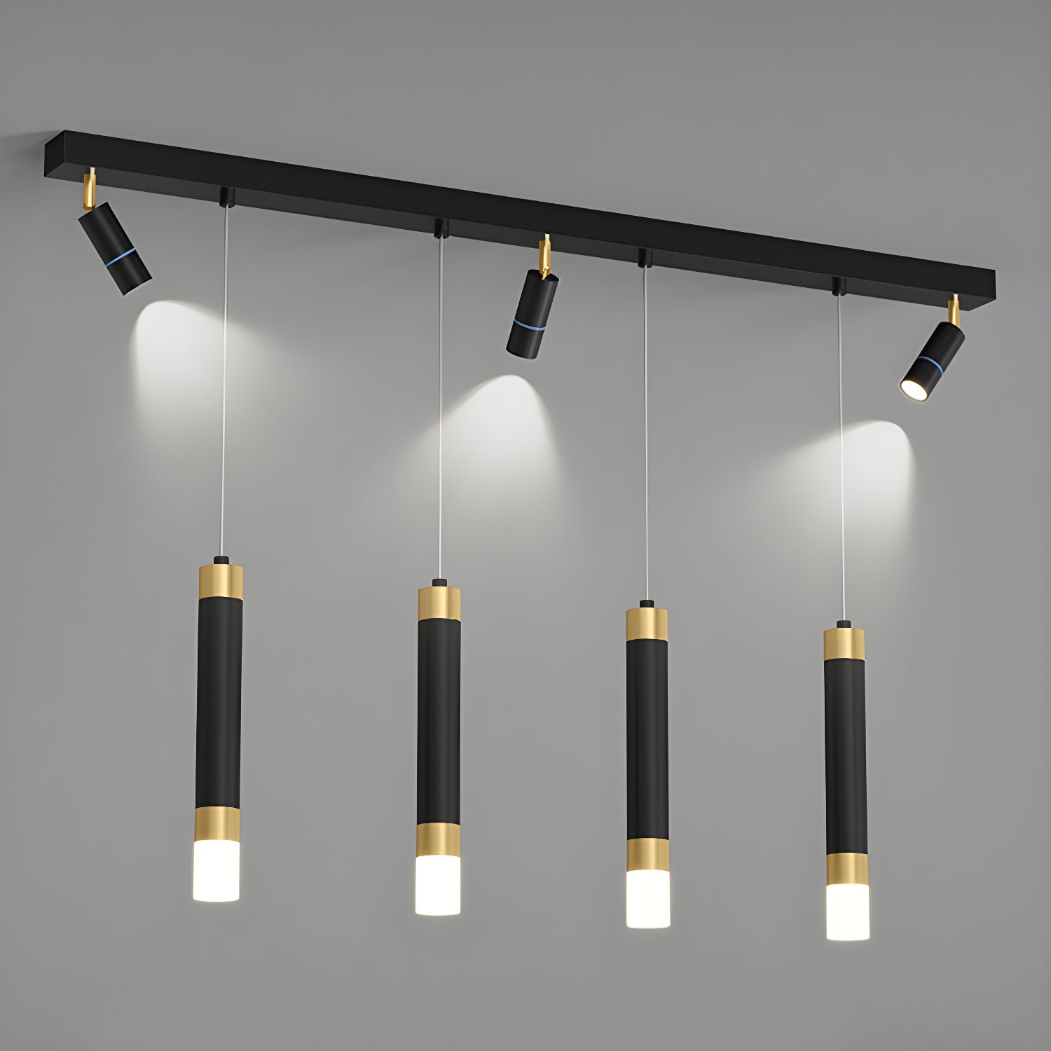 Modern Minimalist Black Gold LED Linear Pendant Light Fixture