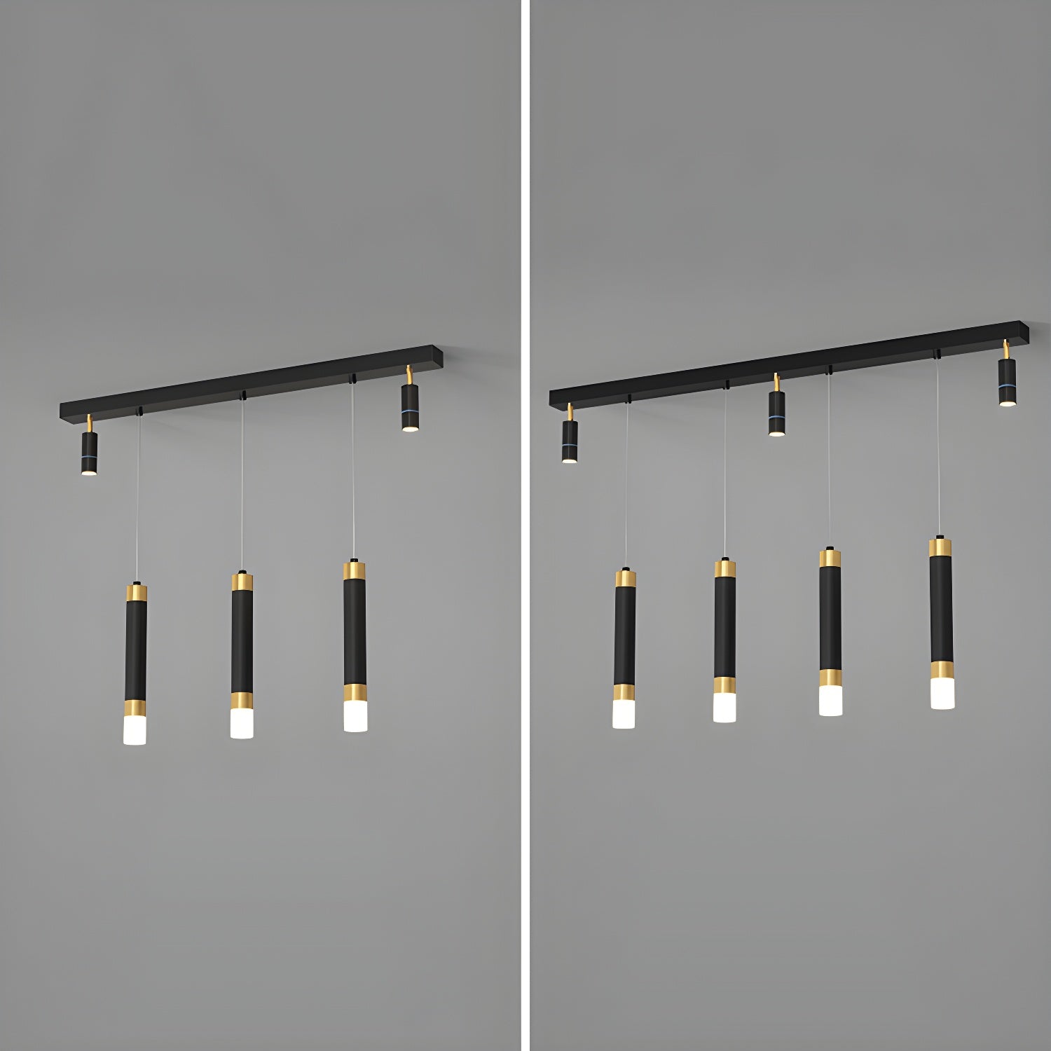 Modern Minimalist Black Gold LED Linear Pendant Light Fixture