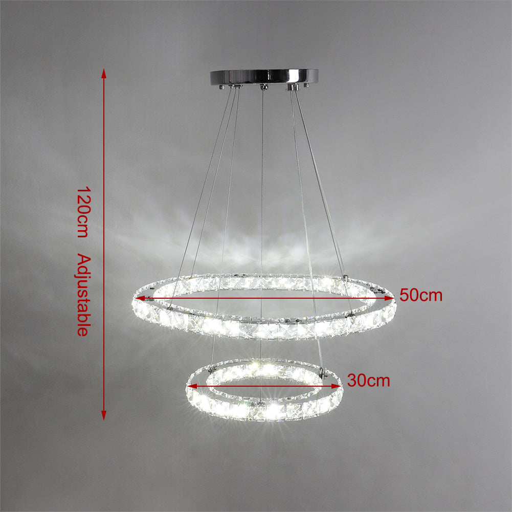 Modern Adjustable Crystal Rings LED Pendant Light