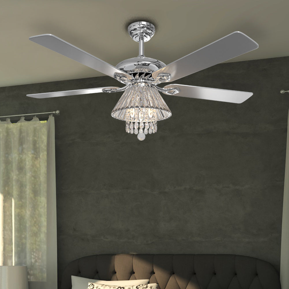 52 Inch Modern 5 Wood Blade Ceiling Fan Chandelier