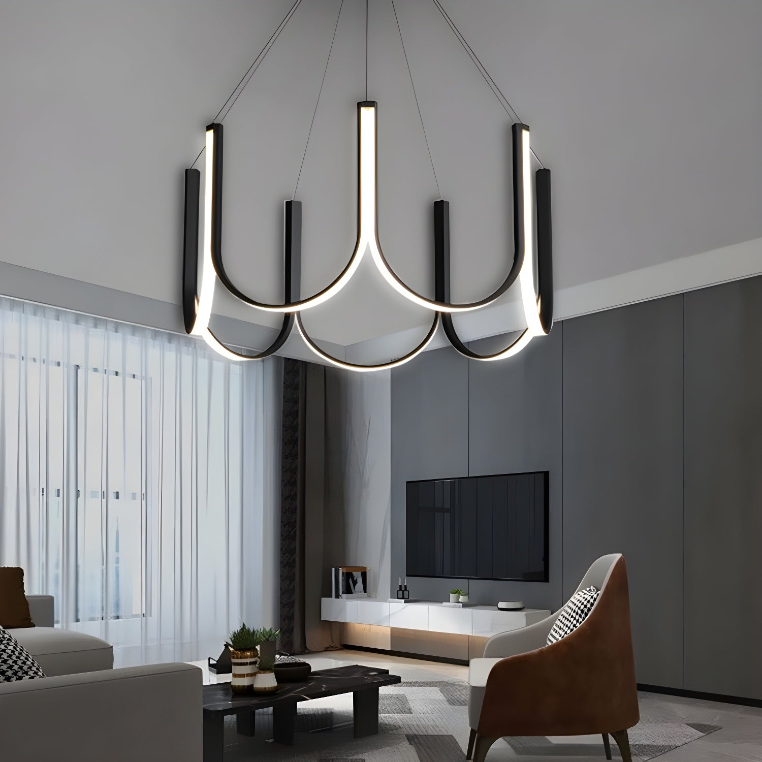 Modern Style Strip Shape LED Pendant for Contemporary Living Spaces