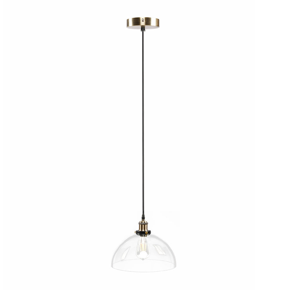 1-Light Glass Dome Pendant Brass