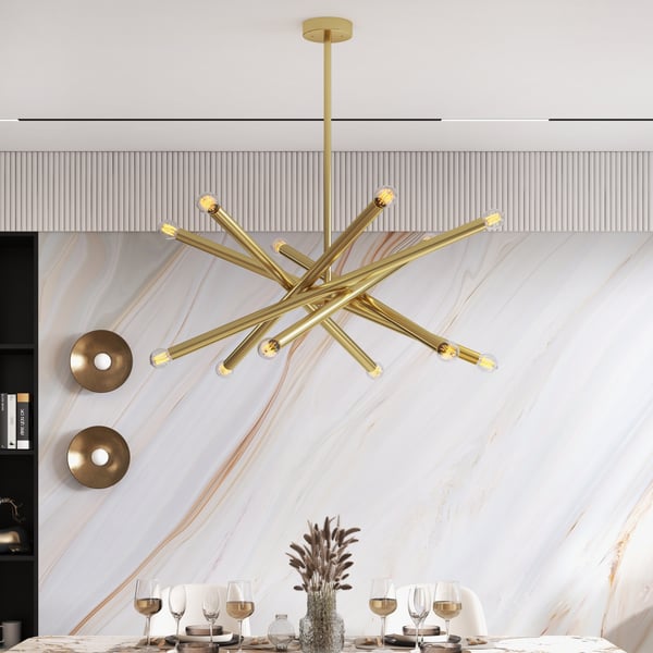 Modern Gold Cross Design Pendant Light with Hanging Rod