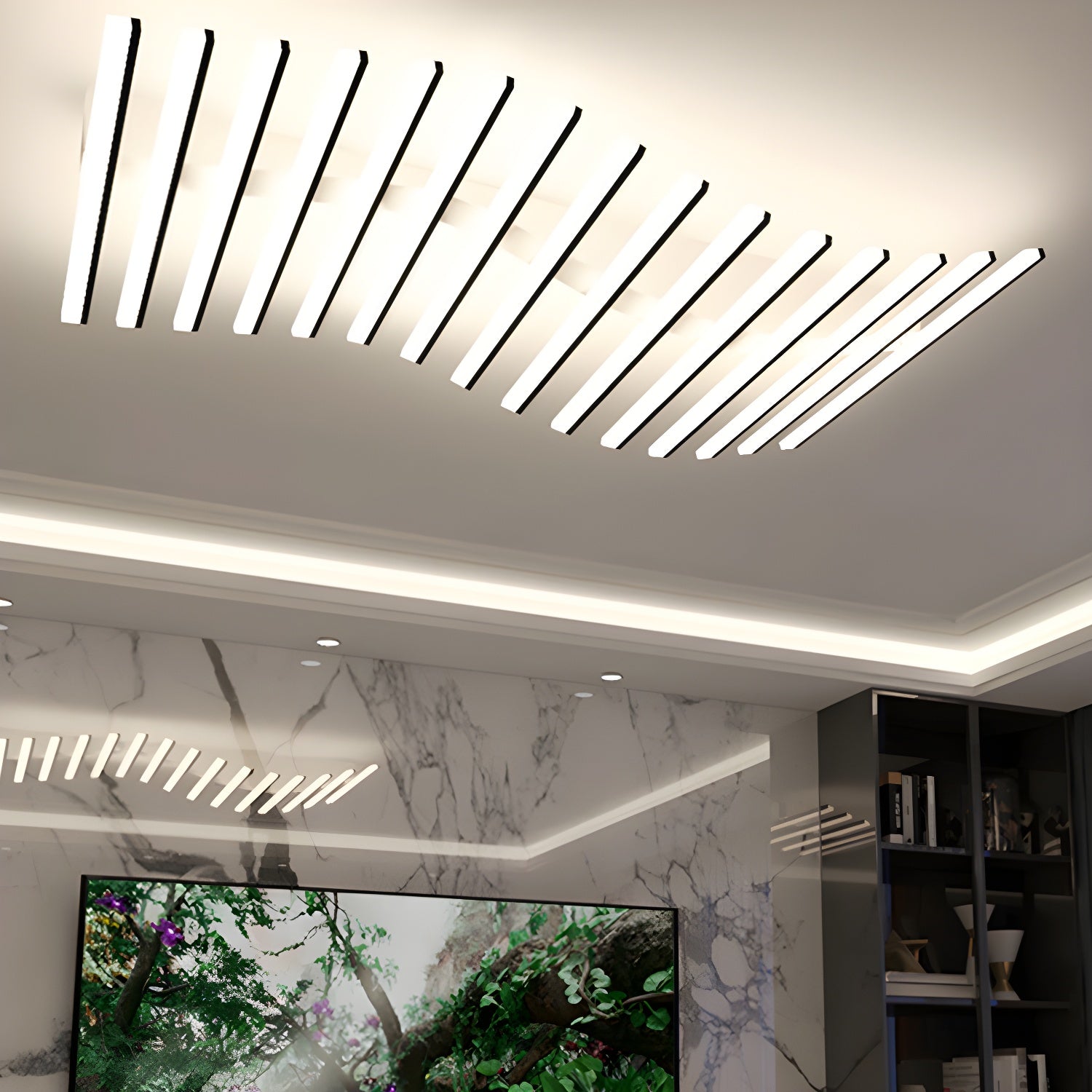 Modern Black Linear LED Semi-Flush Mount Ceiling Light