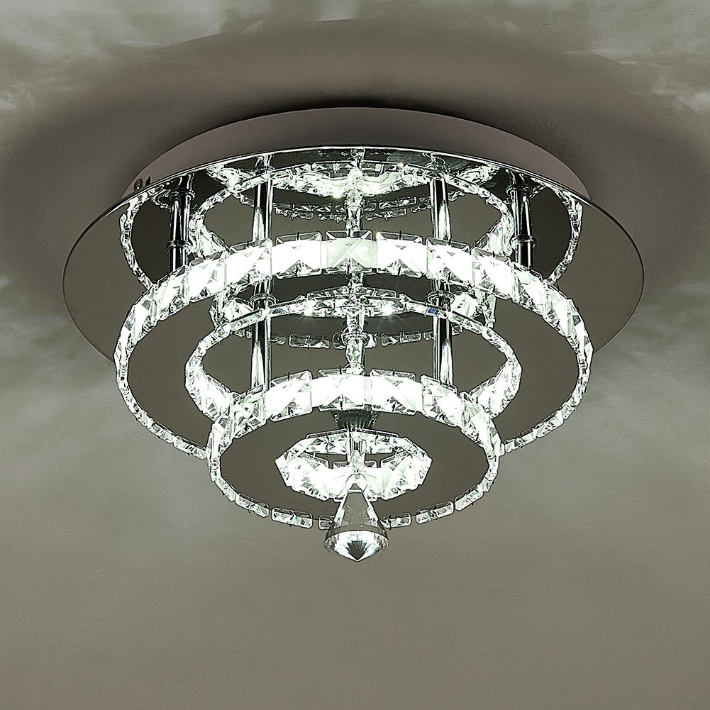 Stacked LED Ceiling Light with Crystal Rims