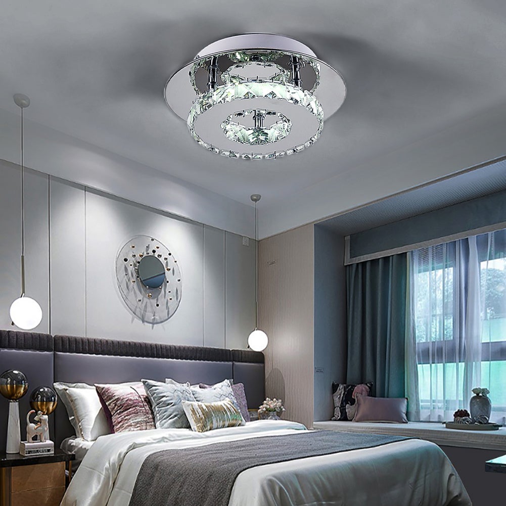 Stacked LED Ceiling Light with Crystal Rims