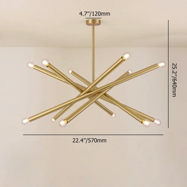 Modern Gold Cross Design Pendant Light with Hanging Rod