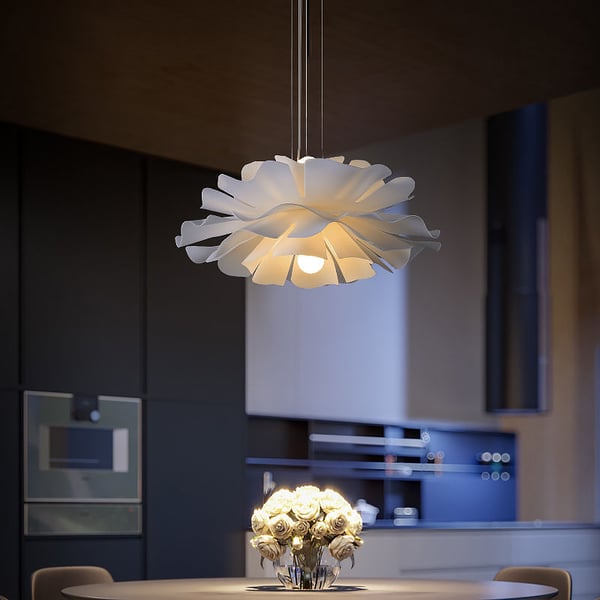 White Acrylic Blooming Floral Pendant Light