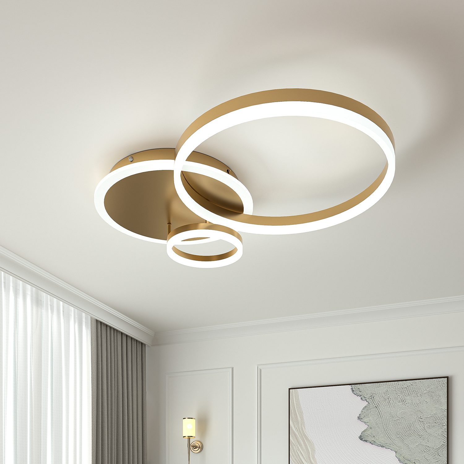 3/5 Classic Golden Loops Dimmable Round LED Ceiling Light