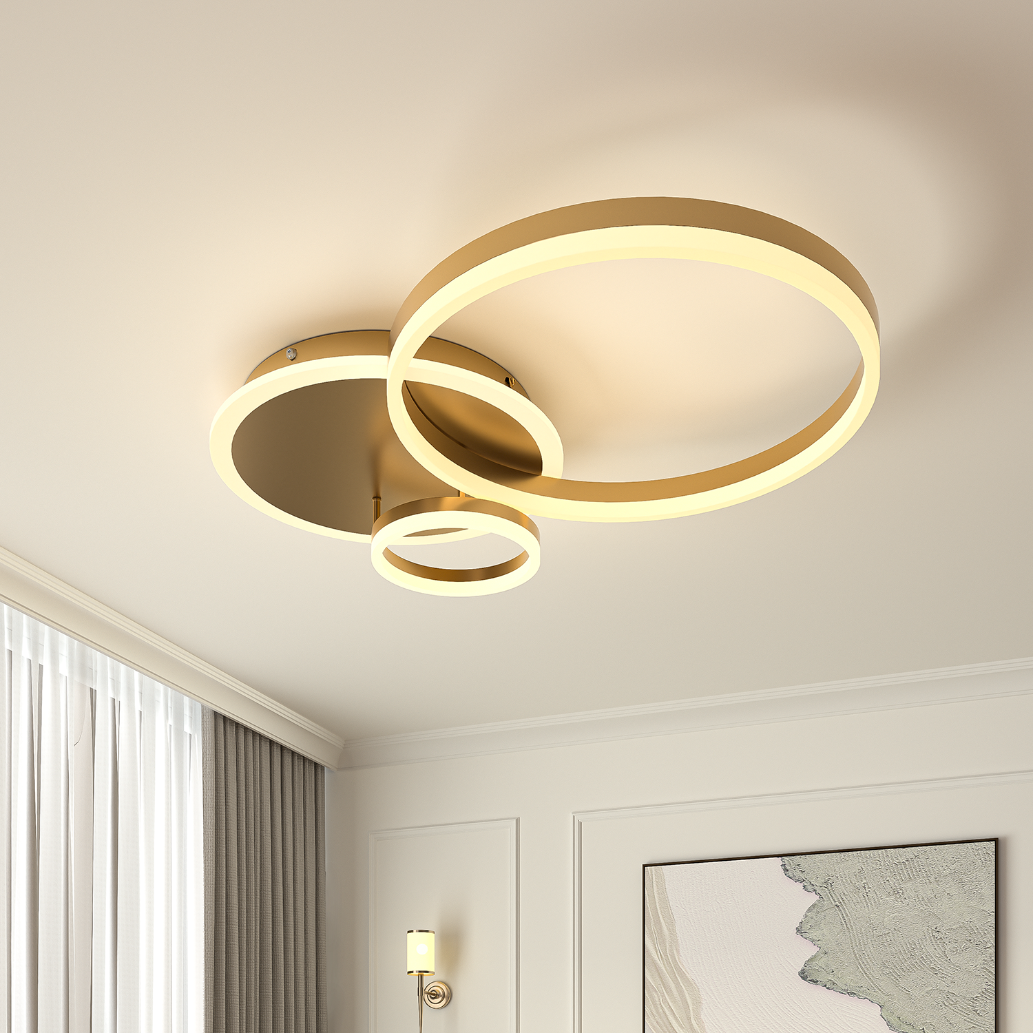 3/5 Classic Golden Loops Dimmable Round LED Ceiling Light