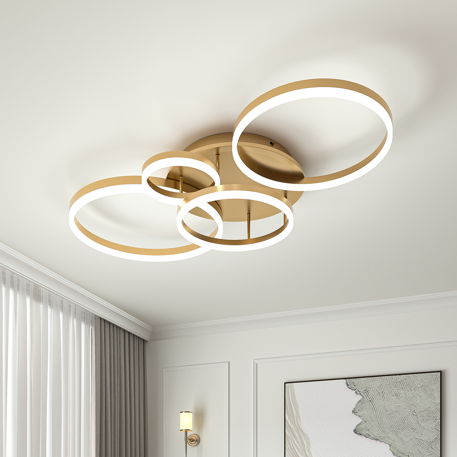 3/5 Classic Golden Loops Dimmable Round LED Ceiling Light