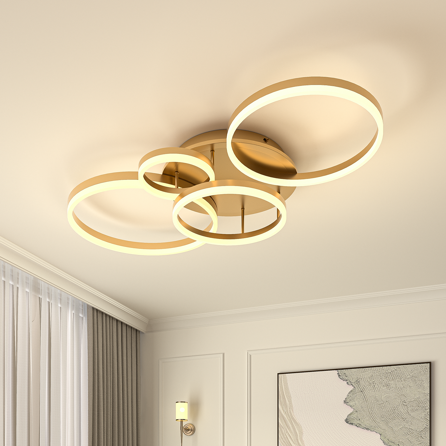 3/5 Classic Golden Loops Dimmable Round LED Ceiling Light