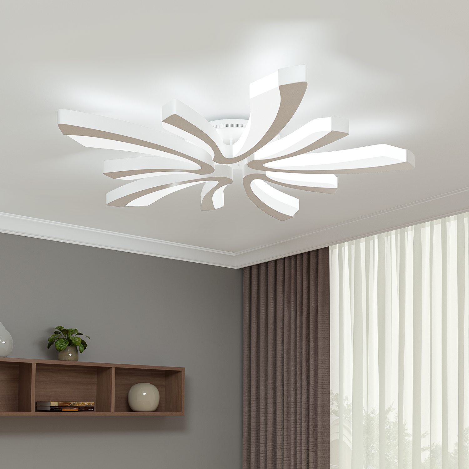 V Shaped Floral Modern Semi-Flush LED Ceiling Light Dimmable/Non-Dimmable