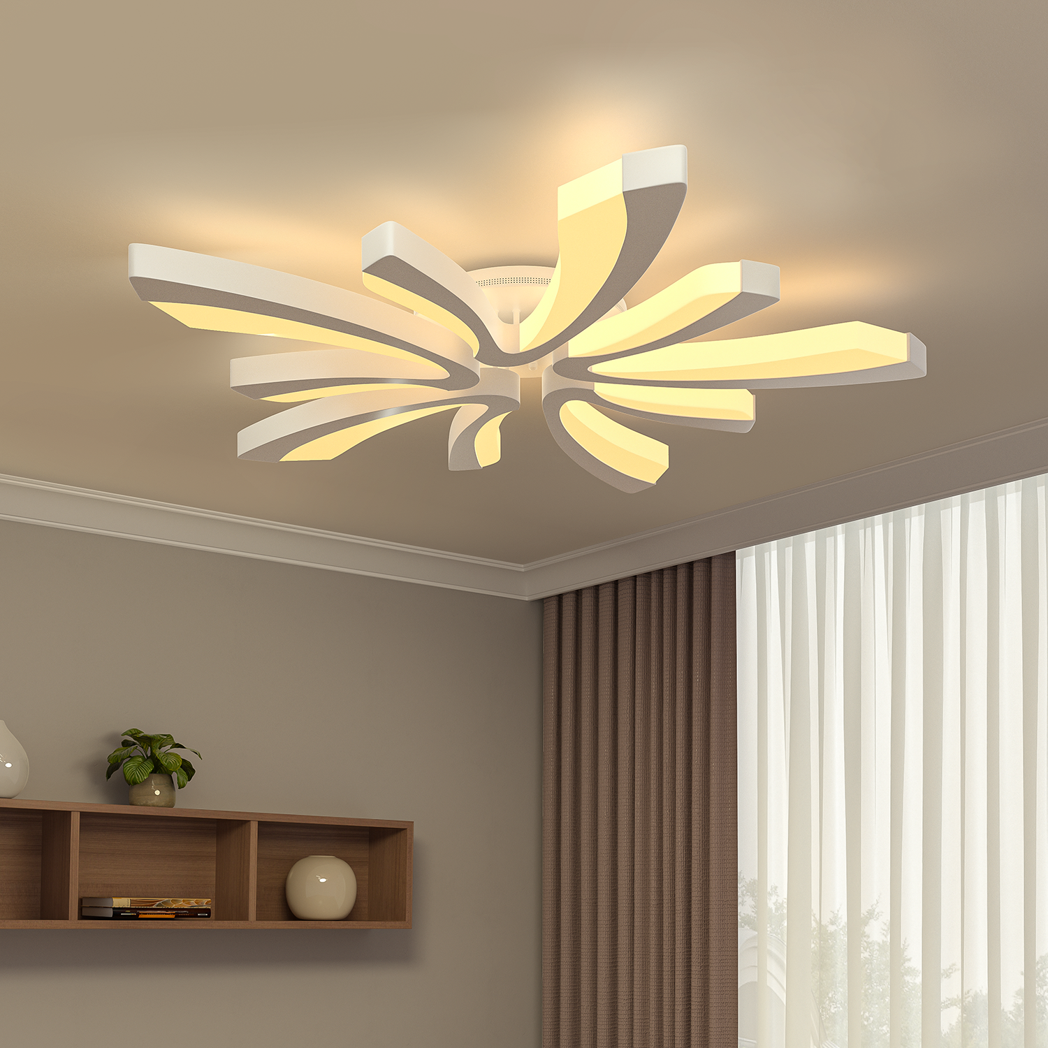 V Shaped Floral Modern Semi-Flush LED Ceiling Light Dimmable/Non-Dimmable