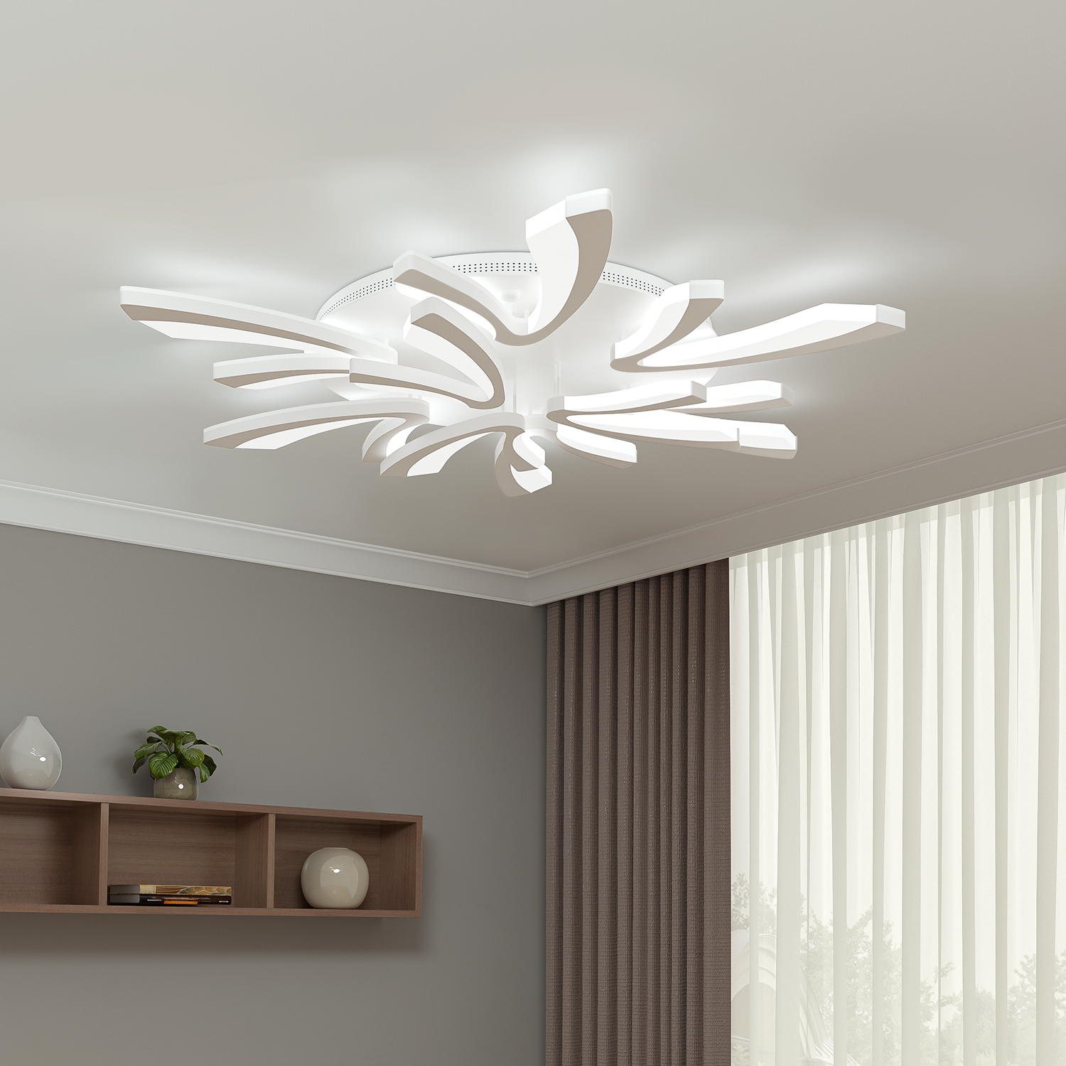 V Shaped Floral Modern Semi-Flush LED Ceiling Light Dimmable/Non-Dimmable