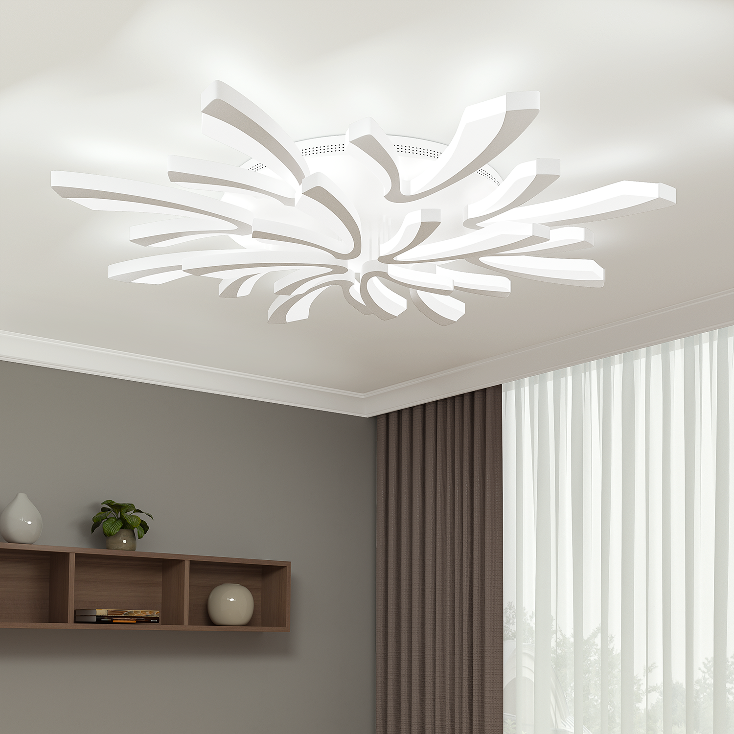 V Shaped Floral Modern Semi-Flush LED Ceiling Light Dimmable/Non-Dimmable