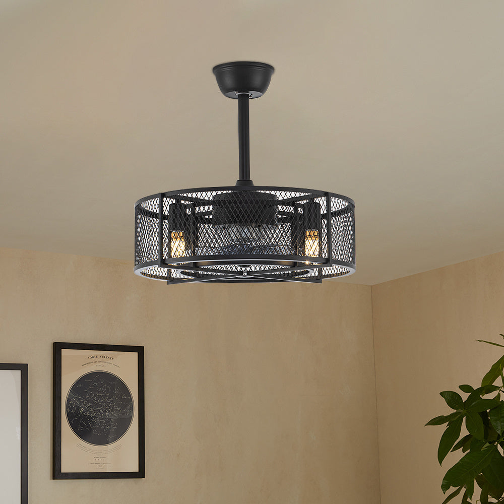 Modern Black Ceiling Fan with Lights and Remote Control