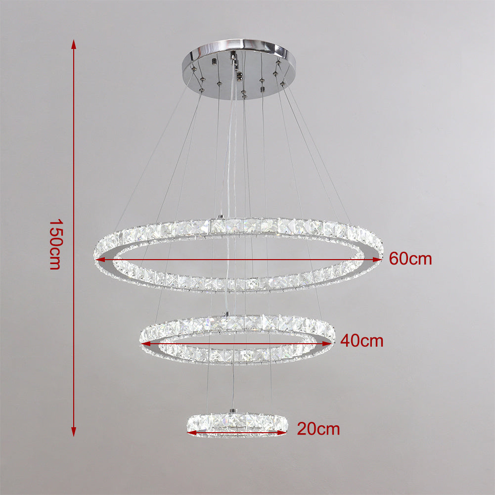 Modern Adjustable Crystal Rings LED Pendant Light