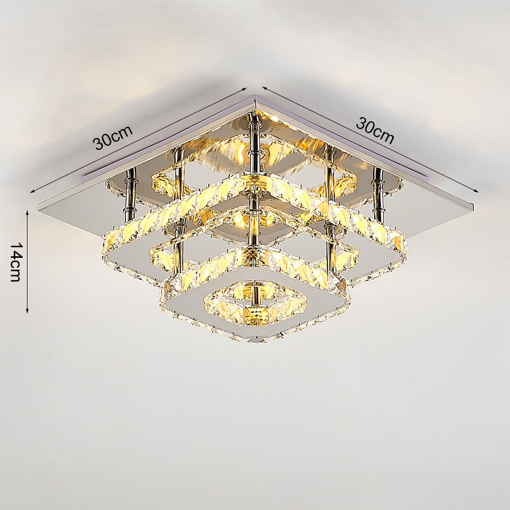 Modern Square Tiered Crystal Ceiling Light