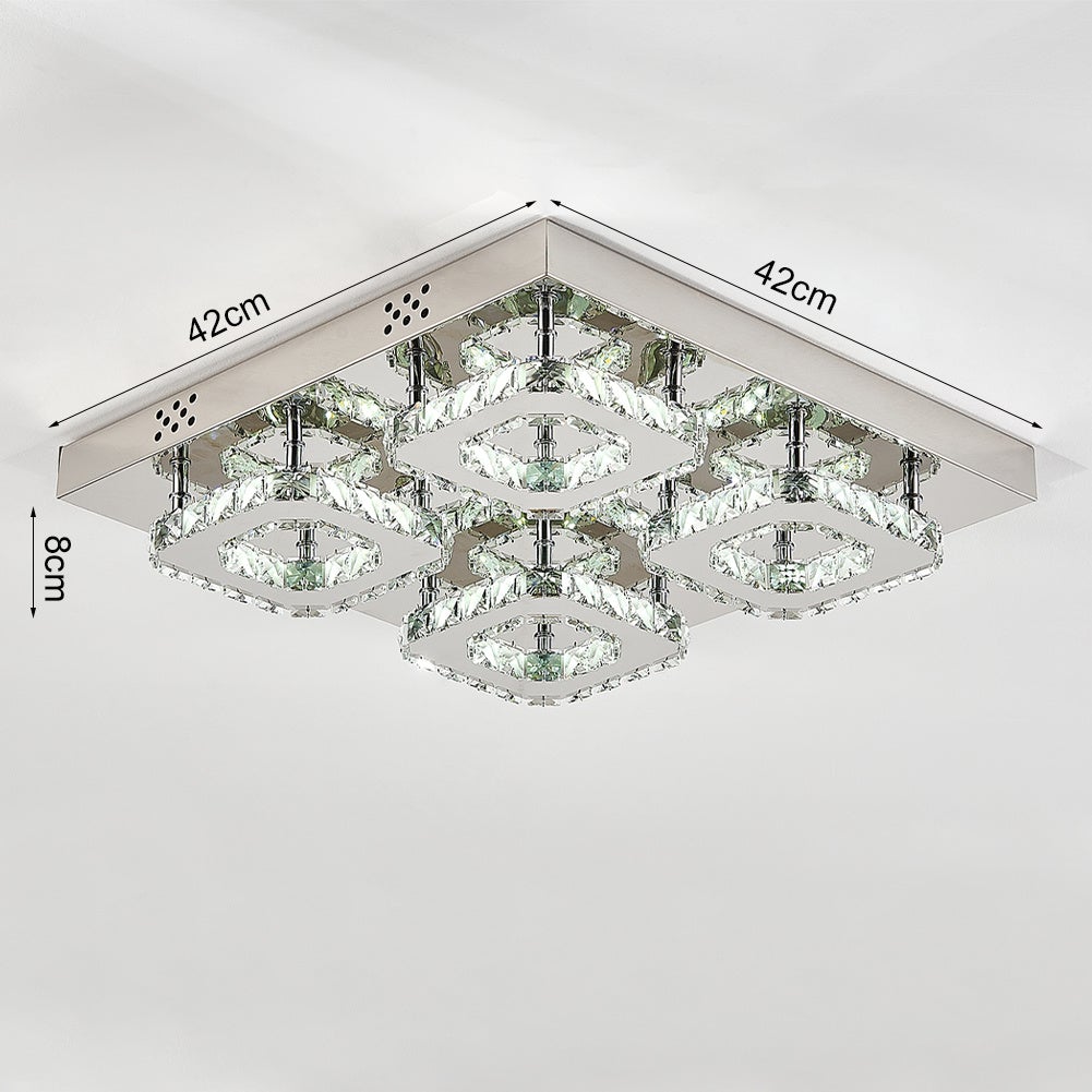 Square LED Ceiling Light with Crystal Heads