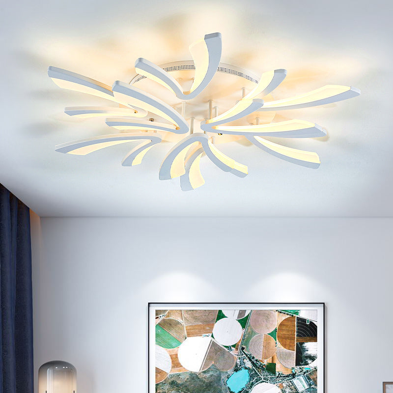 V Shaped Floral Modern Semi-Flush LED Ceiling Light Dimmable/Non-Dimmable