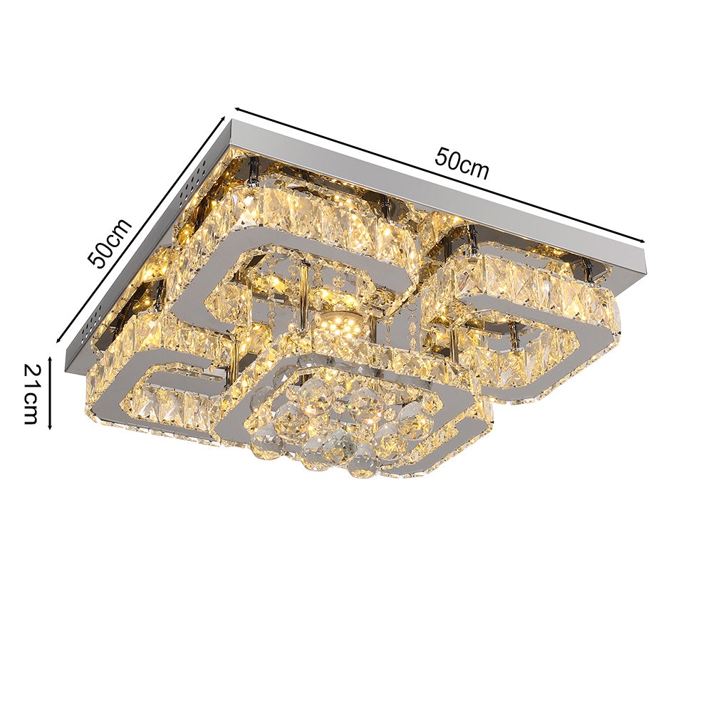 Square LED Ceiling Light with Crystal Heads