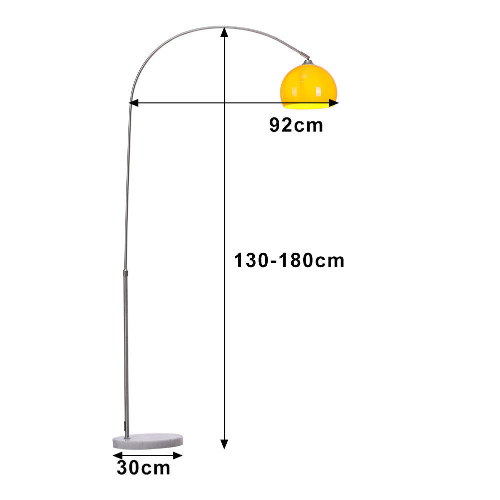 Arch Standing Floor Lamp, Orange/White Lampshade, Marble Base, Reading Light