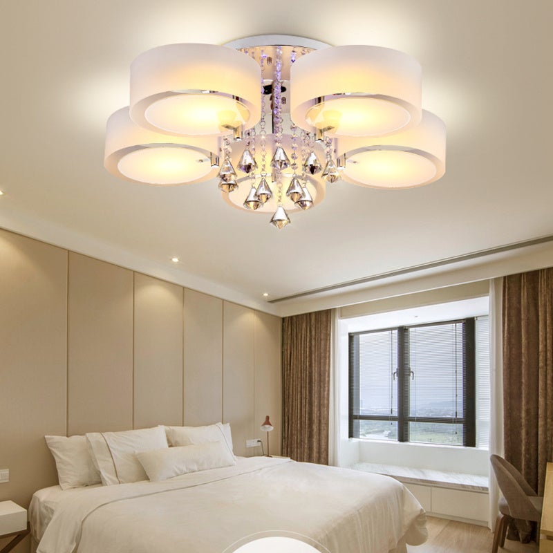 Acrylic Round Ceiling Light with Crystal Drops