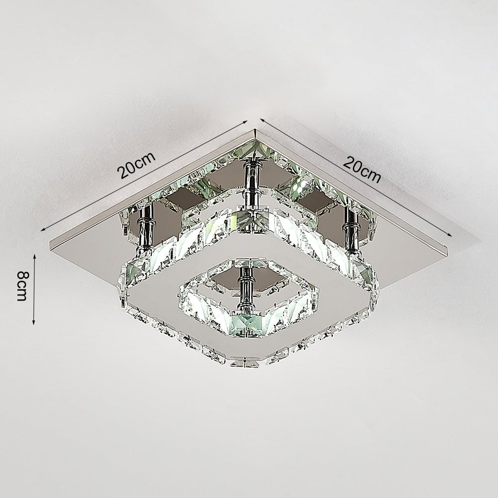 Modern Square Tiered Crystal Ceiling Light