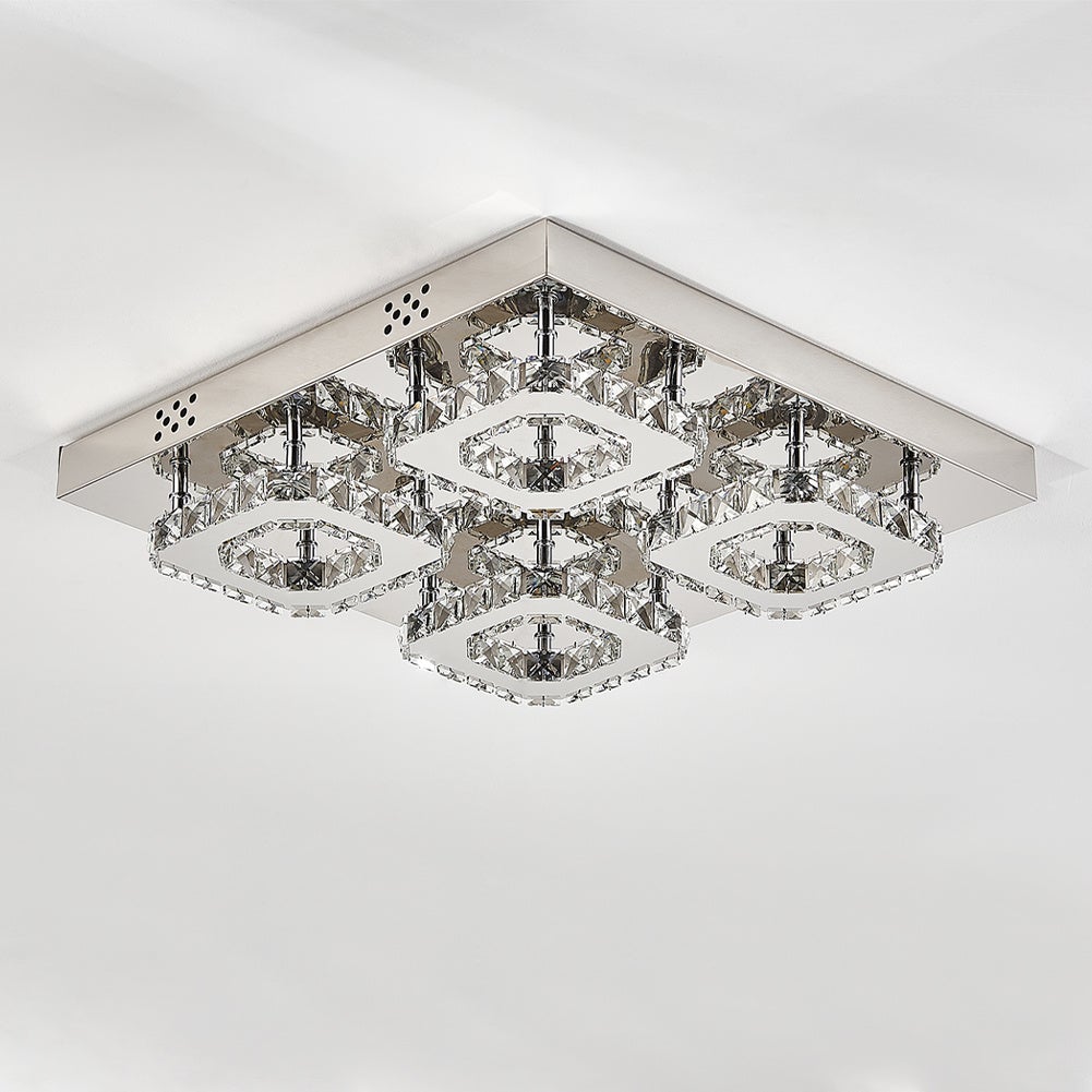 Square LED Ceiling Light with Crystal Heads