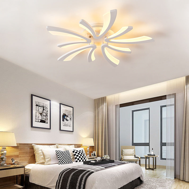 V Shaped Floral Modern Semi-Flush LED Ceiling Light Dimmable/Non-Dimmable