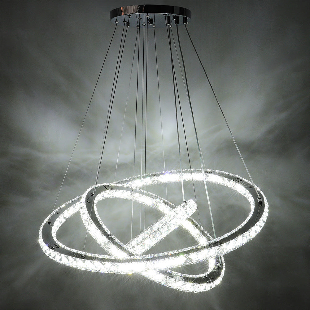 Modern Adjustable Crystal Rings LED Pendant Light