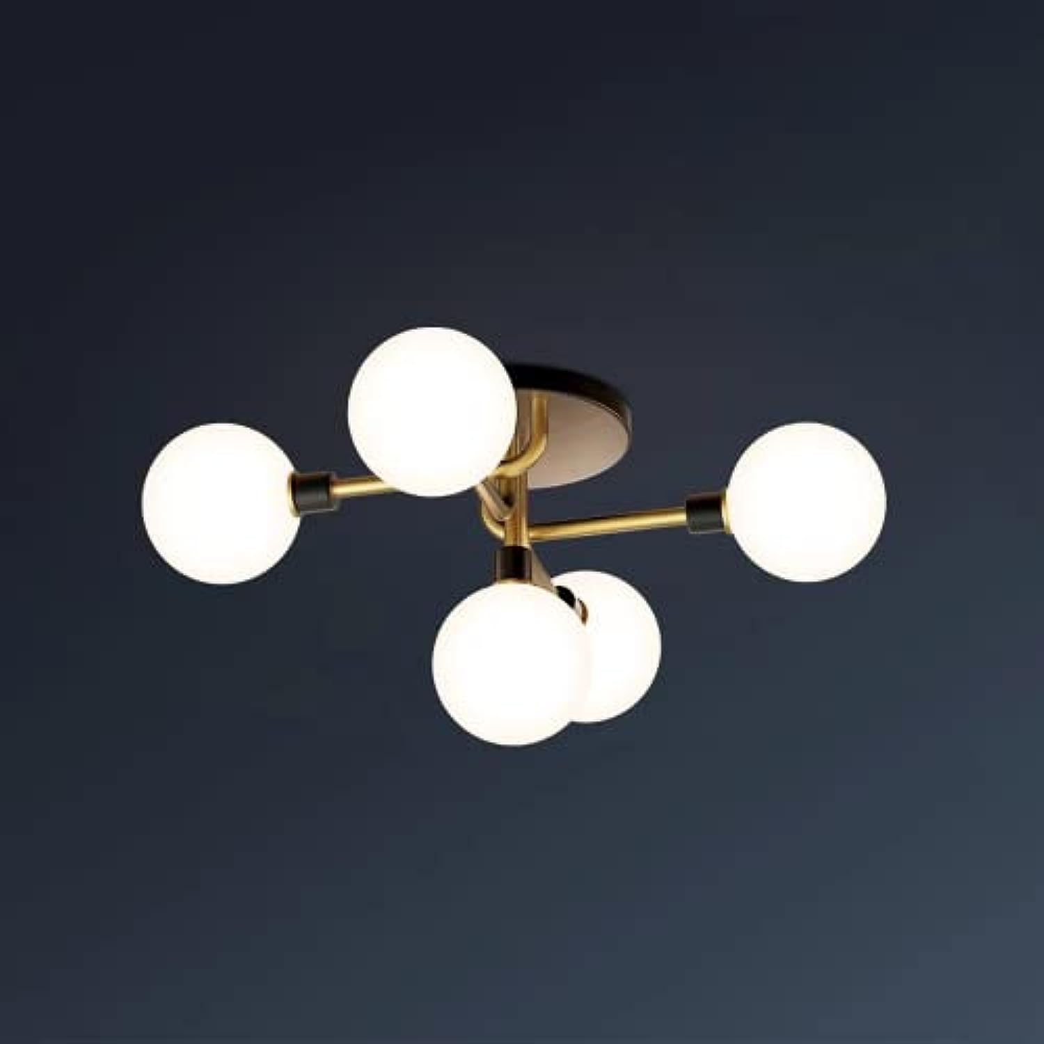 Brass-Arm Globe-Shade Mini Chandelier Flush Mount Ceiling Light